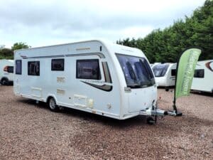 Luxury caravan at Ridgeway Tourers, outdoor display with other models in the background.